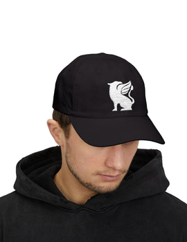 Stylish Black Dad Cap with Winged Lion Design, Gift for Fathers Day, Casual Cool Hat, Trendy Everyday Wear, Unique Dad Accessory